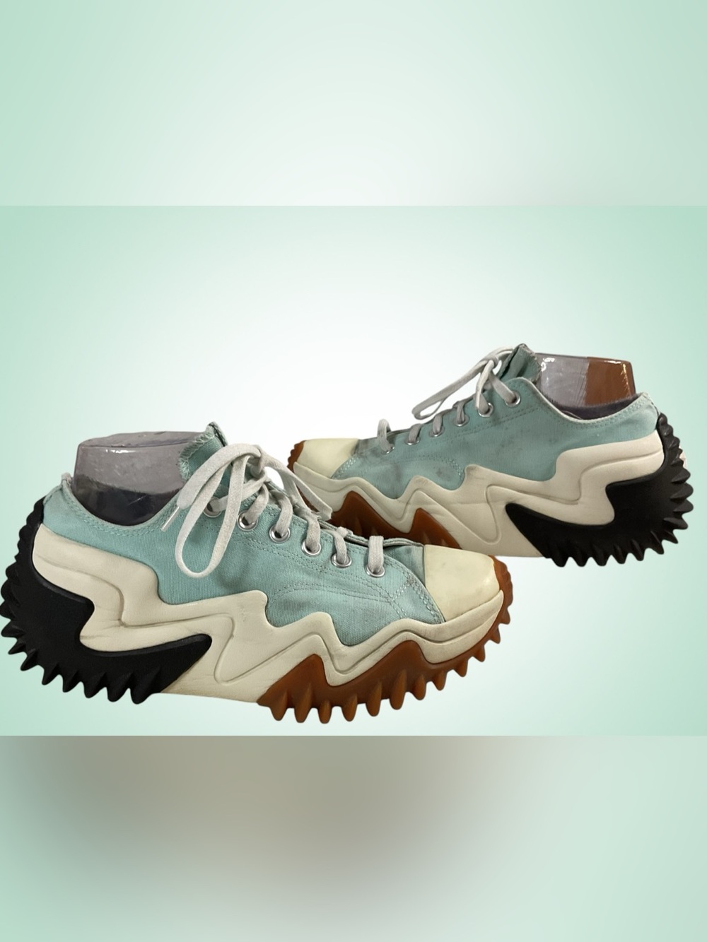 Converse Run Star Wave-Soled Sneakers in Mint Green/Cream Unisex 27.6cm M 9/W 11 - Picture 9 of 14